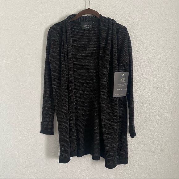 NWT Love For Humanity Zara Size Small Black Metallic Gold Open Front Cardigan - Picture 1 of 6